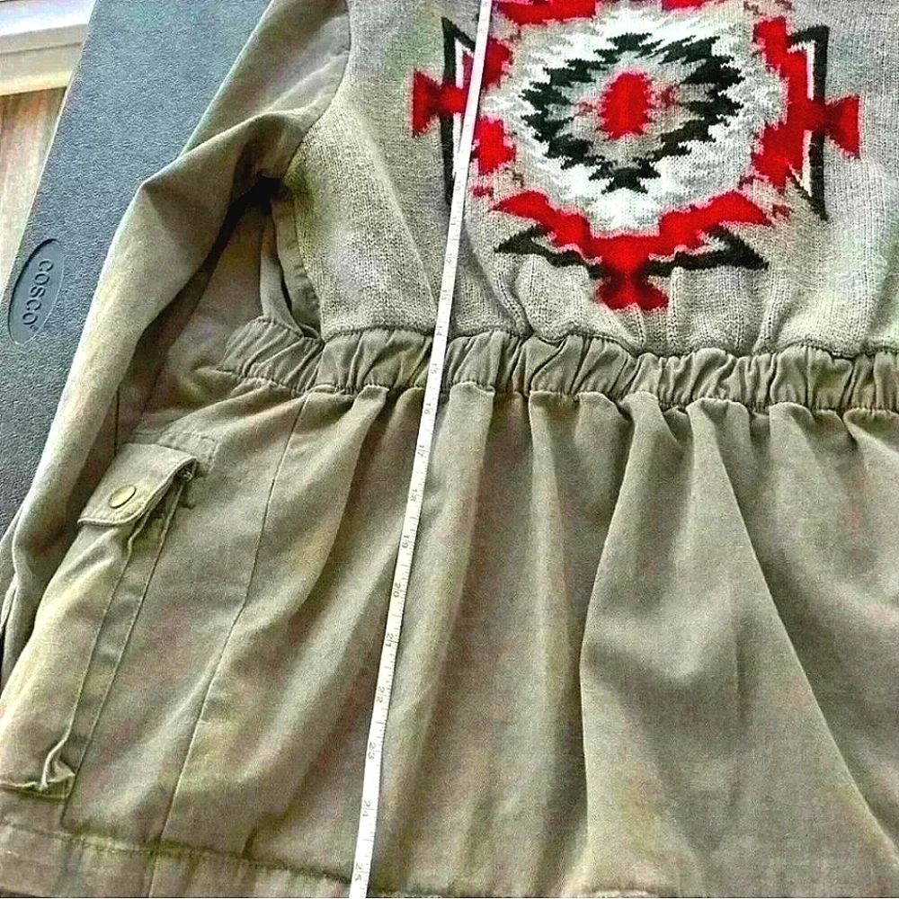 Vintage Havana Size Medium Camp Green Military Style Jacket - Beautifu Knit Back - Picture 11 of 15